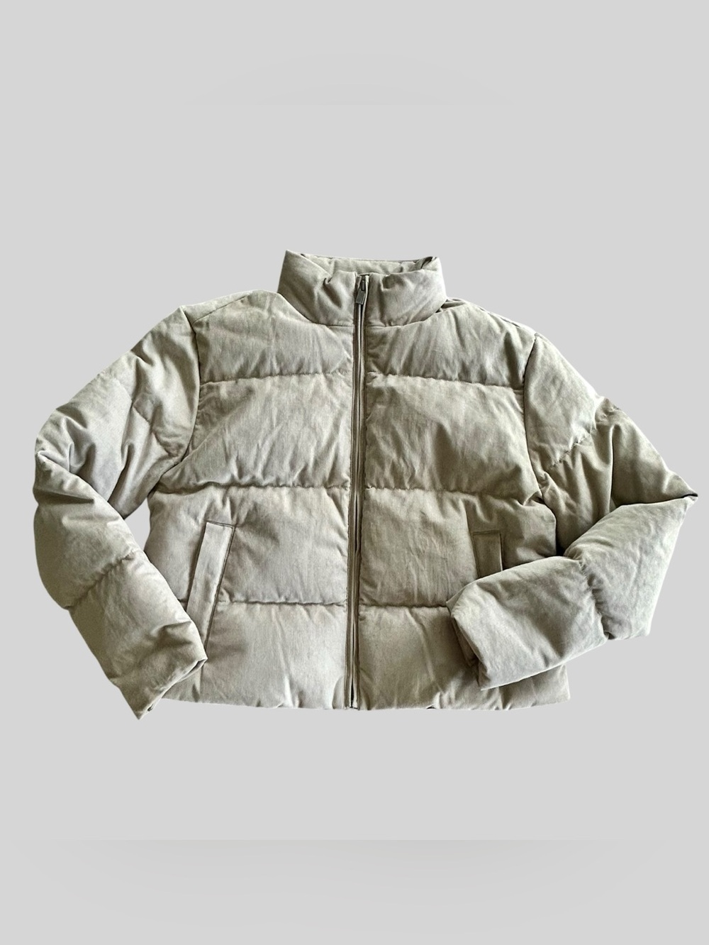 Vuori Carmel Corduroy Puffer Jacket Small S Cream Ivory RDS Down Cropped Zip Coa - Picture 2 of 11